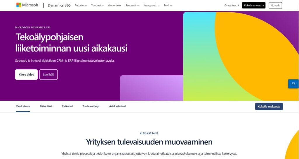 Microsoft dynamics 365 verkkosivusto